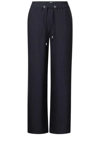Cecil - Wide Leg Strukturhose - Style Neele blau - Gr. - 30