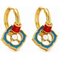 RAIKOU Creolen-Set Abnehmbare Kupfer Ohrringe vergoldet Damen – Emaille Design (4-Teil, 3-Teil), Vintage-Stil mit dezenter, luxuriöser Eleganz