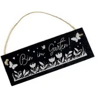 Dekolando Hinweisschild Bin im Garten ! Schild Türschild Schiefer, graviert