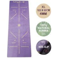 GOLDEN Yogamatte Yogamatte rutschfest aus Kautschuk XL groß 4mm Dicke 183cm Länge Align, Sprühen Sie wenig Wasser, perfekte Griffe bekommen