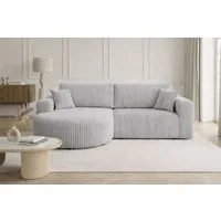 Kaiser Möbel Ecksofa mit Schlaffunktion für Wohnzimmer, Cordstoff Tilia, ROUND ONE, abgerundete Form, Liegefunktion, Stauraum, modernes Design