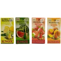 KNOX Duftkerze Sommer Mix, 4er Set, Räucherkerzen Set, Lemon, Melone Erdbeer & Pfirsich