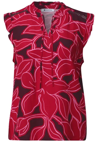 Street One - Top mit Strukturmix und Crochet-Details salsa red - Gr. - 46