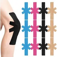 FELIXLEO Kinesiologie-Tape Precut Kinesiotapes für Knie, Wasserfest & Hautfreundlich (12-St)