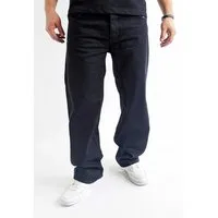 DADA Supreme Regular-fit-Jeans Bequem mit Logodruck Denim Minimal Baggy Pants für Herren Baumwolle unifarben atmungsaktiv Knöpfe modisch-Style