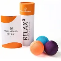 ideen.kollektiv Lernspielzeug ideen.kollektiv Relax³ – Stressball Set, 3 Achtsamkeitsbälle (mit verschiedenen Härtegraden, Moderationstool & Coaching-Zubehör), Antistressbälle für Fokus, Entspannung & Gruppenprozess