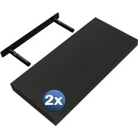 Casaria Wandregal, Schwarz Hängeregal mit Halterung 15kg Tragkraft Küche Matt 50cm