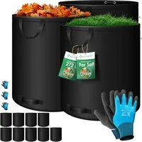 KESSER Gartensack, 272 l, (9-tlg), Gartensack Set Laubsack Gartenabfallsack inkl. Handschuhe