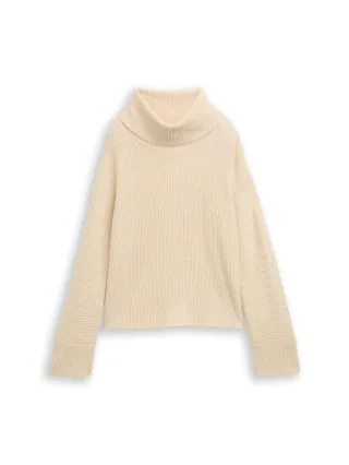 Tom Tailor - Oversize Rollkragenpullover sand stone beige melange - Gr. - S