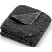 BEURER Heizdecke HD 65 Dark Grey, aus weichem Stoff, Maschinenwaschbar, mit 3 Temperaturstufen & Sicherheitsabschaltung