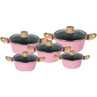 Cheffinger Topf-Set Kochtopf Kasserolle Topf Set 10-tlg Glasdeckel Induktion Cheffinger, Material: Aluminium, Glas