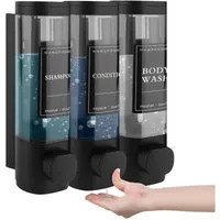 AKKEE Seifenspender WSeifenspender Wandmontage 3 Kammern 300ml, Duschgelspender Handwaschmittelspender