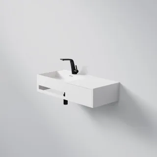 Steinberg Serie 443 Waschtisch Wandwaschtisch aus Mineo Stone, matt white, 443 7200 W 443 7200 W