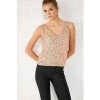 No Matter What Blusentop Paillettenbluse mit V-Ausschnitt