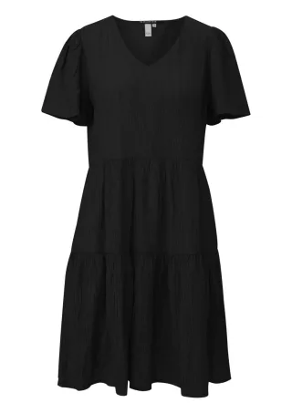 Q/S designed by - Locker geschnittenes Minikleid mit V-Ausschnitt schwarz - Gr. - 36
