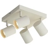 Qazqa LED Aufbaustrahler Jeana, ohne Leuchtmittel, GU10, Beige, Modern, Metall, 4-flammig