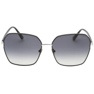 Tom Ford Claudia-02 Sonnenbrille mit rauchpolarisierten Gläsern und glänzendem Schwarz