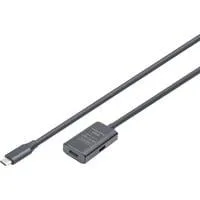 Aktives USB 3.2 Gen 1 Verlängerungskabel, USB-C Stecker > USB-C Buchse schwarz, 5 Meter, Repeater Kabel