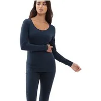 Mey Langarmshirt Cotton Pure Tiefer Rundhalsausschnitt