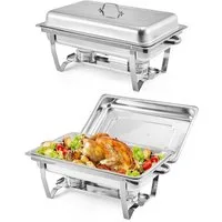 GarveeMore Speisenwärmer 7.5L rechteckiger Edelstahl-Chafing-Dishes und Warmhaltebehälter, (2-tlg), 7.5L-Edelstahl-Sets mit Deckel,Buffet-Präsentation für Partys