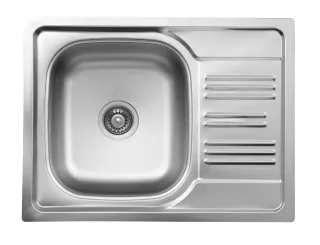 Neuesbad 1-Becken Spüle mit Kurz Abtropffläche, DECOR, 580x435x160, 3,5'' mit Zubehör NB1DEZEX311A1