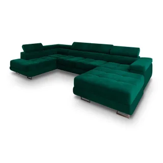Masseno Wohnlandschaft, Grün, Metall, 5-Sitzer, U-Form, 345x90x202 cm, Wohnzimmer, Sofas & Couches, Wohnlandschaften, Wohnlandschaften in U-Form