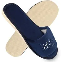 filsko Masku Damen Pantolette mit Katzen & Welcome Home Stickerei, offene Samt-Hausschuhe