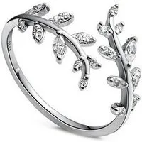 KARMA Fingerring Damenring Blätter Silber 925 Sterlingsilber Zirkone (Zirkonring modern, Damen Geschenk Frauen Fingerring), verstellbarer Ring Damenschmuck