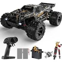 DEERC RC-Auto Ferngesteuertes Auto 1:16, 4WD Offroad RC-Auto, bis 40 km/h, 2 Akkus (1-tlg), Vollmetall-Antrieb, LED-Lichter & IPX4-Spritzwasserschutz
