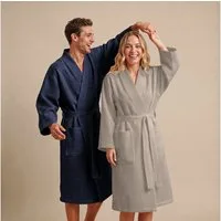 Blumtal Bademantel Waffelpique - Unisex Bademantel - Zertifizierter Bademantel, 2 Außentaschen, mit Reißverschlusstasche, Damen & Herren - Saunamantel inkl. Reißverschlusstasche