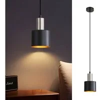 ZMH Pendelleuchte Esszimmer 1 Flammig E27 Schwarz-Gold Hängeleuchte Nachttisch Hotel, Einfache Installation, ohne Leuchtmittel, Höhenverstellbar Retro Hängend Esszimmerlampe