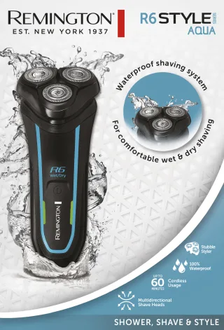 Remington Elektrorasierer "R6000 Style Wasserdichtes Rasiersystem" 1 Stk. Aufsätze Nass & Trockenrasur, 100 % wasserdicht, mit 3-Tage-Bart Styler