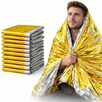 FIRST AID ONLY® Erste-Hilfe-Set Rettungsdecke (10er-Pack), Wärmedecke Gold/Silber (160cm x 210cm), (Vorteilspack), Alubedampfte Polyesterfolie reflektiert 80% der Körperwärme