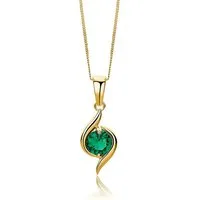 Miore Kette mit Anhänger Damen 9k (375) Gelbgold mit Smaragd, Saphir, Rubin oder blauem Topas, Panzerkette Echtgold mit 45cm Länge