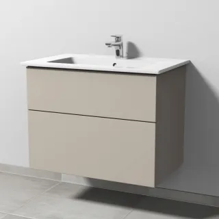 Sanipa 3way Keramik-Set Venticello Keramik-Waschtisch und Unterbau mit 2 Auszügen, Kaschmir-Matt SP3231U