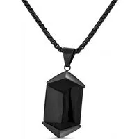 Akitsune Edelstahlkette Abyss Halskette Mattschwarz - Schwarz 70 cm