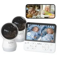 Boifun Babyphone 4MP Babyphone mit 2 Kameras App, Split-Screen-Ansicht, KI/Weinen/Bewegungs/Geräuscherkennung, Intelligente Nachtsicht, Automatische Verfolgung, PTZ 345°/65°, 5.5" Video Babyfon WLAN, geteiltem Bildschirm, Schwenk-Neige-Zoom-Funktion