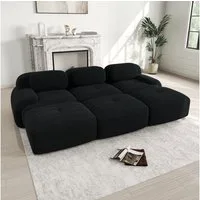 BBWL Sofa Modulares 3-Sitzer Sofa aus Cordstoff mit 3 Hockern, montagefrei, haustierfreundlich, ultra-breite Armlehnen, 32D Komfortpolsterung