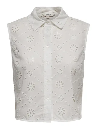 ONLY - ONLALITHEA SL SHORT EMB SHIRT WVN Bright White - Gr. - S
