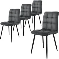 ML-DESIGN Stuhl Esszimmerstuhl mit Rückenlehne Polsterstuhl mit Metallbeine (4 St), Ergonomischer Stuhl Anthrazit Samtbezug Wohnzimmerstuhl Küchenstuhl