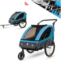 TIGGO Fahrradkinderanhänger Fahrradanhänger Kinderfahrradanhänger mit Buggy Set + Federung, geeignet für 1-2 Kinder