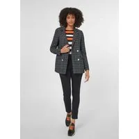 MADELEINE Kurzblazer Klassischer Blazer, silberfarbene Knöpfe Allover-Design mit Reverskragen und doppelreihigem Verschluss