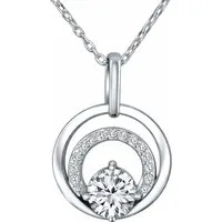 Limana Kette mit Anhänger Silberkette Damen 925 rhodiniert runder Anhänger mit Zirkonia (Schmuck Silberschmuck Echtschmuck inkl. Dose), Geschenk für Freundin Frauen Geburtstag Mutter Muttertag Weihnachten
