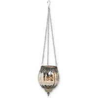matches21 HOME & HOBBY Kerzenhalter Vintage Kerzenglas zum Hängen Windlicht Laterne, silber in 16 cm, Moderner Glas Kerzenhalter als Wohnzimmer Balkon Hochzeit Hänge-Deko