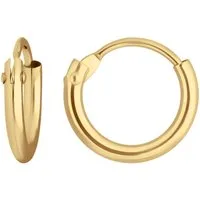 Schmuck Krone Paar Creolen Paar Creolen rund klein & fein aus 585 Gelbgold 9x1,3mm, Gold 585