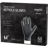 EUROPAPA Einweghandschuhe Nitril-Handschuhe Medical Einmalhandschuhe Untersuchungshandschuhe (extra Dicke Nitrilhandschuhe Diamant Grip, 50-St., unsteril latexfrei disposible gloves) Resistente al taglio, antistrappo, senza lattice, senza talco