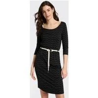 Ragwear Jerseykleid LILITHA ZIG ZAG O mit Taillen-Bindegürtel