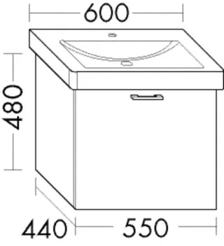 Burgbad Waschtischunterschrank System 30 Preisgruppe 1 Aqua 480x550x440 Nussbaum Dekor Samt WWMQ055F6313