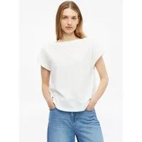 s.Oliver Kurzarmshirt T-Shirt T-Shirt in Flammgarnstruktur mit U-Boot-Ausschnitt