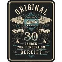 RAHMENLOS® Metallschild als Geschenk zum 30. Geburtstag: Lebende Legende, zur Perfektion...